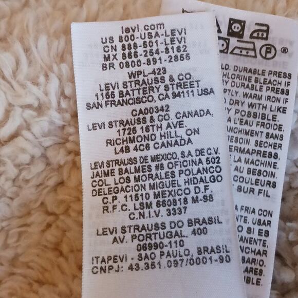 LEVI'S Denim Jacket Sherpa Woman's Sz XS Blue Short Cropped Fleece Jean Western - Picture 16 of 16